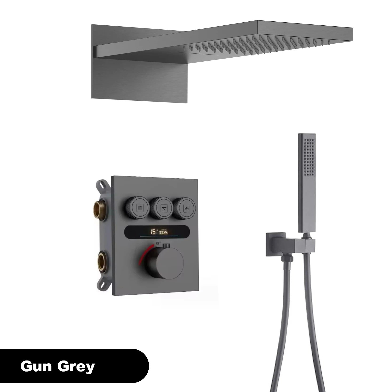 MC THE BLACK DIAMOND shower system with ceiling-mounted bath mixer for hot and cold water, sleek and modern design.