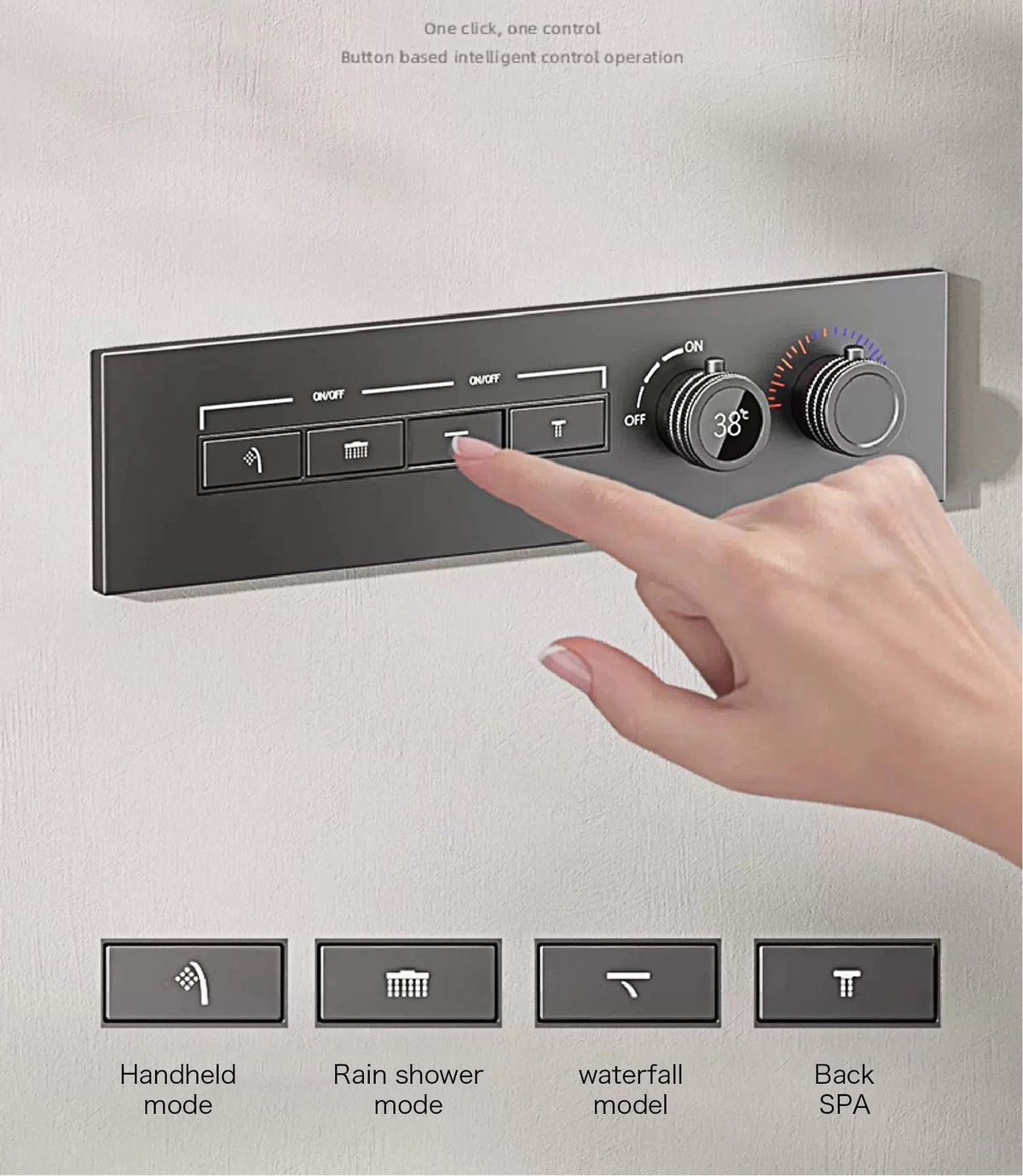 MC THE BLACK DIAMOND LED digital display shower system with dual control for hot and cold water, modern bathroom fixture