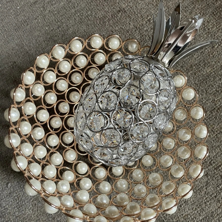 Gold crystal pineapple tabletop centerpiece for home decor, featuring sparkling details and elegant design from MC THE BLACK DIAMOND