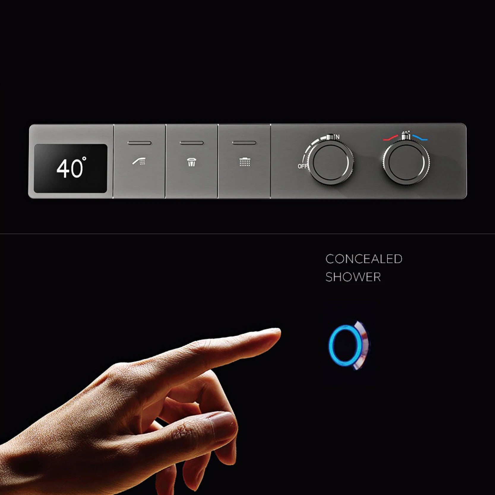 LED digital display shower system with hot and cold water controls, embedded bathroom faucet by MC THE BLACK DIAMOND