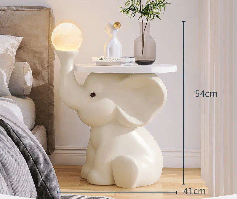 Creative elephant statue side table by MC THE BLACK DIAMOND, living room end table with detailed elephant design