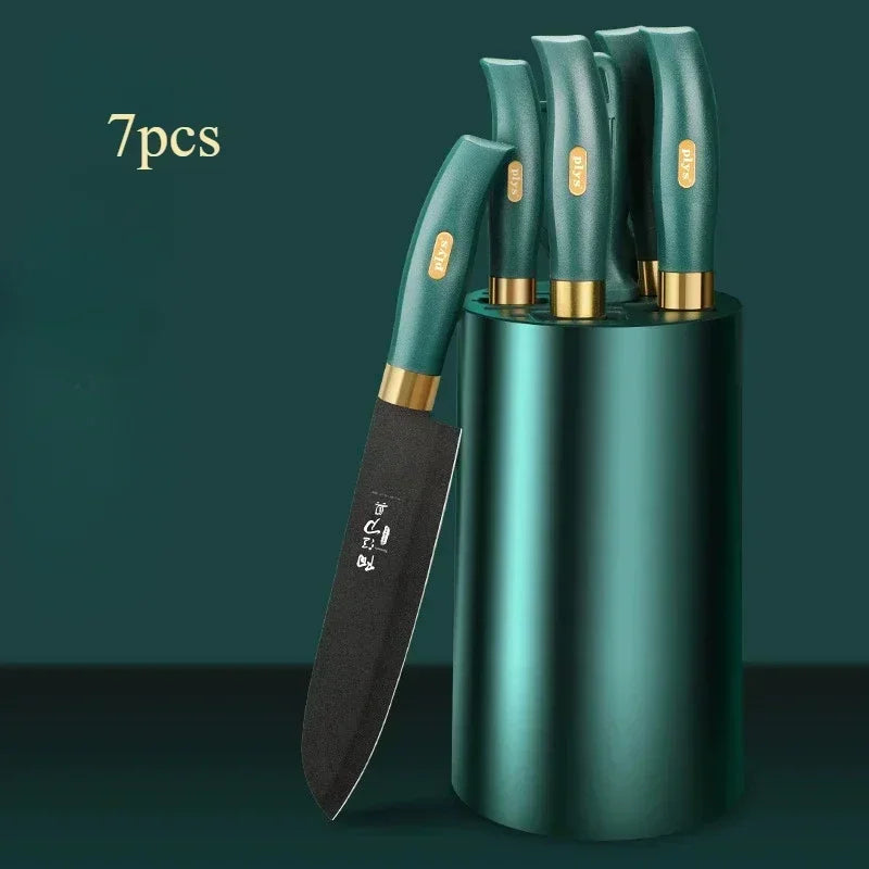 Portable MC THE BLACK DIAMOND meat cutting knife set with wear-resistant blades for efficient kitchen use.