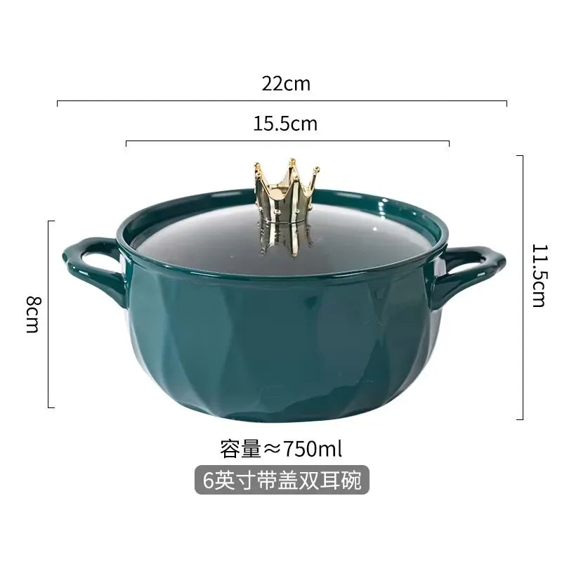 Nordic ceramic bowl with lid, solid color dessert soup noodle bowl by 𝕄𝕔 𝕋𝕙𝕖 𝔹𝕝𝕒𝕔𝕜 𝔻𝕚𝕒𝕞