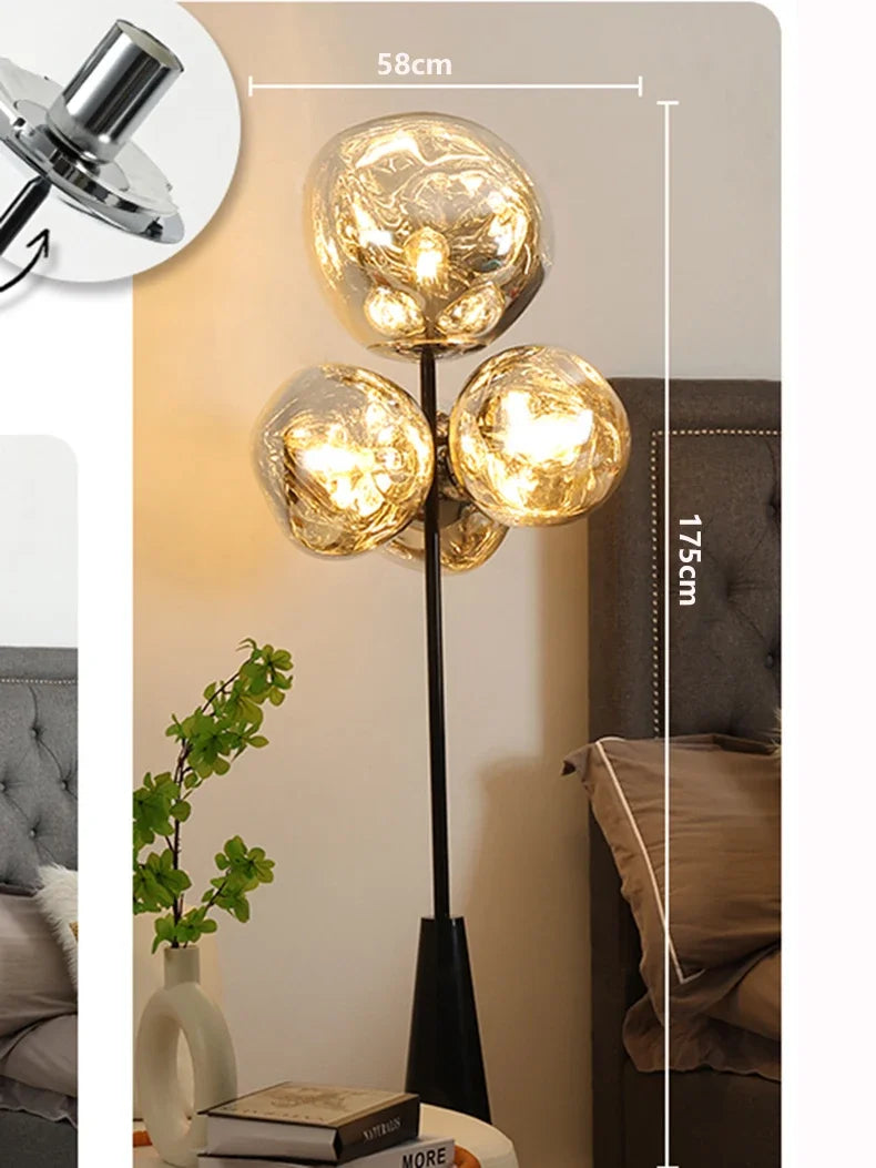 Luxury-simplified MC THE BLACK DIAMOND floor lamp with a sleek, modern design and a tall, elegant silhouette in a contemporary setting.