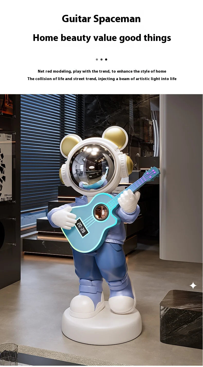 Large astronaut figurine from MC THE BLACK DIAMOND, modern luxury cartoon-style floor decor for contemporary interior spaces.