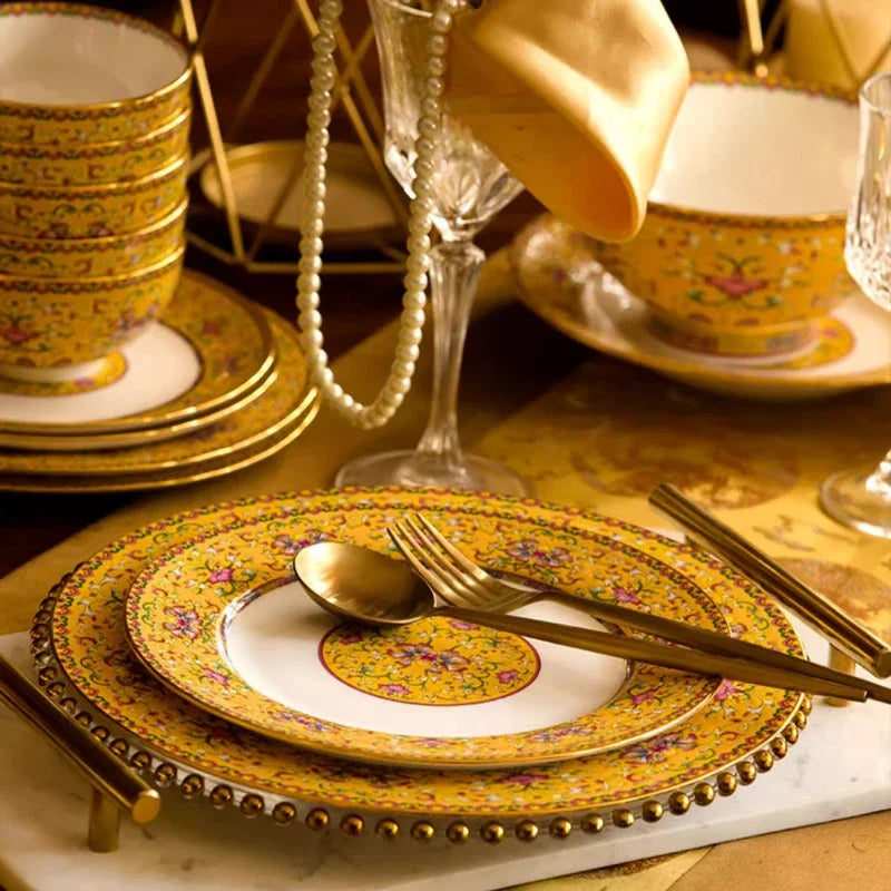 Elegant MC THE BLACK DIAMOND fine luxury guests dinnerware set with white plates and matching bowls, perfect for formal dining.