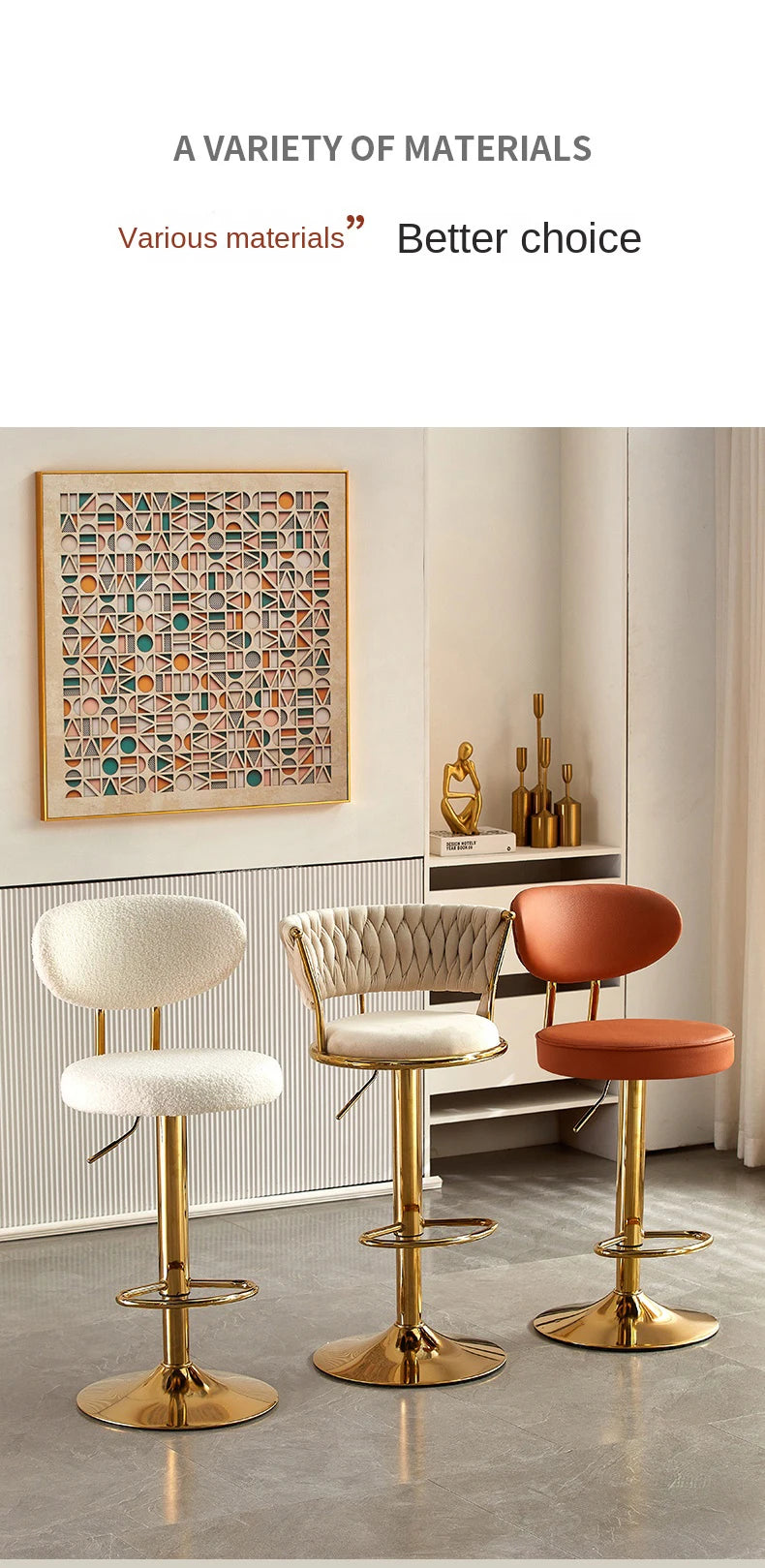 Adjustable black bar stool with footrest from MC THE BLACK DIAMOND, modern Nordic furniture design, shown with a sleek seat and sturdy base.