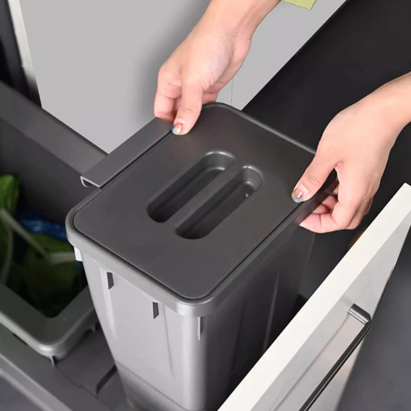 MC THE BLACK DIAMOND hidden trash can with lid, classified garbage bin for kitchen food waste disposal, compact and discreet.