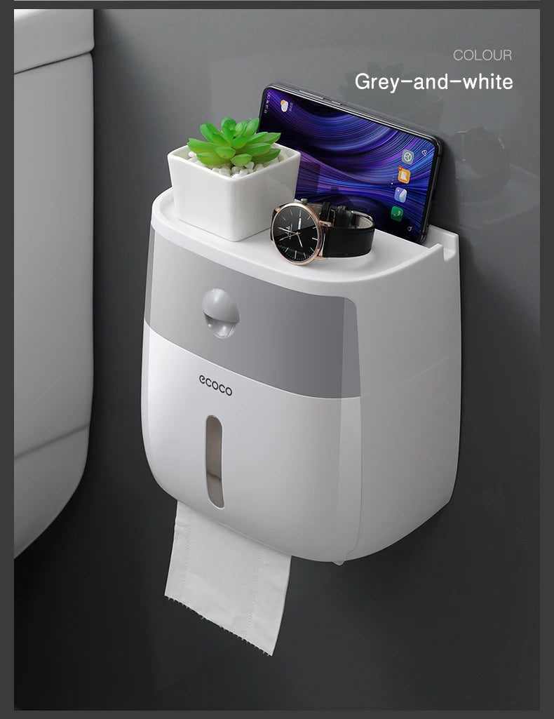 Plastic portable toilet paper holder with waterproof double-layer dispenser for bathroom storage, by 𝕄𝕔 𝕋𝕙𝕖 𝔹𝕝𝕒𝕔𝕜 𝔻𝕚𝕒�