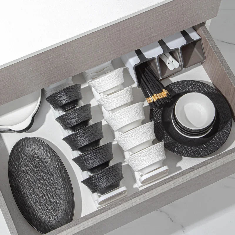 Modern Simplicity black and white frosted porcelain dinner set with ceramic bowls and plates for household and hotel use by 𝕄𝕔 𝕋𝕙𝕖 𝔹𝕝𝕒𝕔𝕜 𝔻
