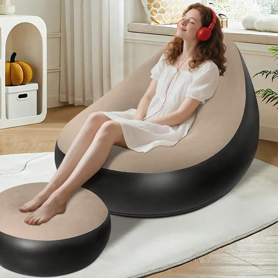 Flocked inflatable lazy sofa chair by 𝕄𝕔 𝕋𝕙𝕖 𝔹𝕝𝕒𝕔𝕜 𝔻𝕚𝕒𝕞𝕠𝕟�