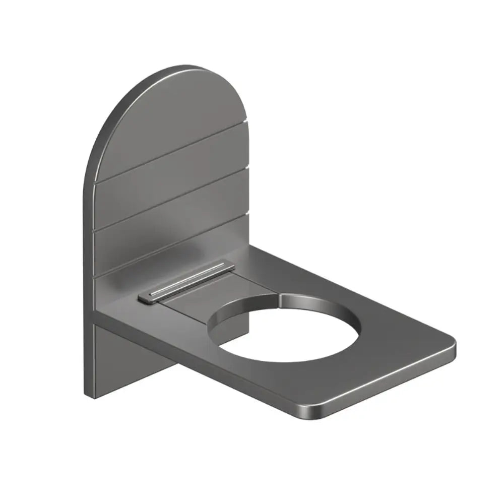 Wall-mounted bathroom shelf organizer with hooks by MC THE BLACK DIAMOND, featuring caddies for bottles and toiletries.
