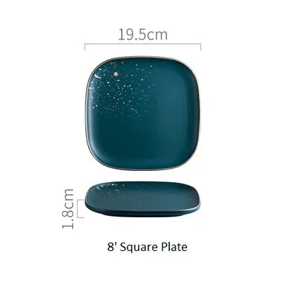 Dark green ceramic dinnerware set featuring plates and bowls, Nordic style from MC THE BLACK DIAMOND