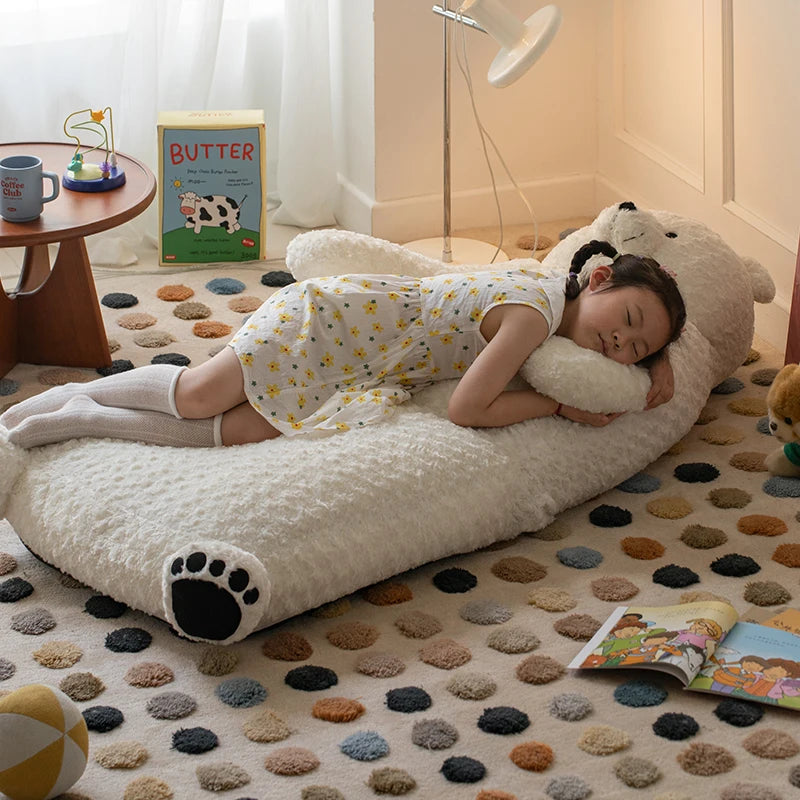 MC THE BLACK DIAMOND plush sectional sofa shaped like a bear, perfect for cozy bedrooms and playful living spaces.