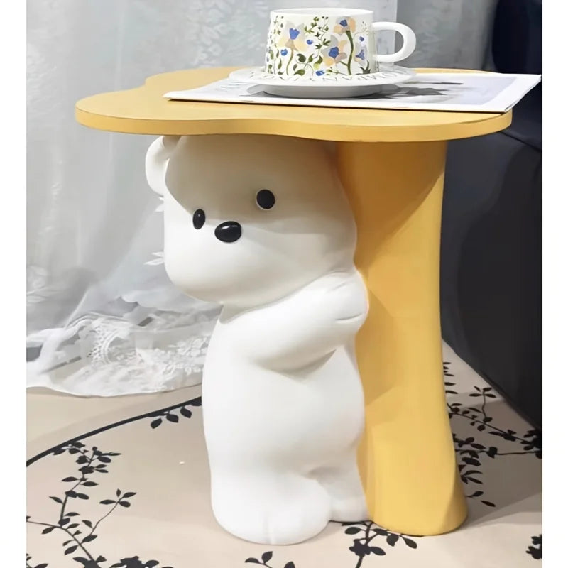 Large cute bear-themed end table by MC THE BLACK DIAMOND featuring a playful bear design and sturdy wooden construction.