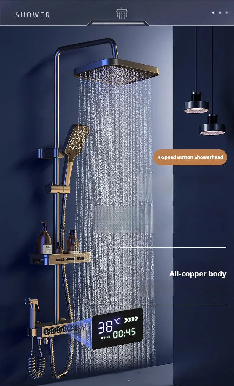 Modern MC THE BLACK DIAMOND multi-function shower system with multiple spray options and sleek chrome finish.
