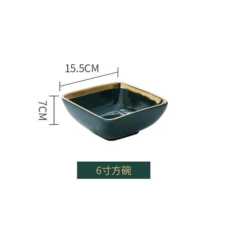 Dark green ceramic dinner plate with gold border from 𝕄𝕔 𝕋𝕙𝕖 𝔹𝕝𝕒𝕔𝕜 𝔻𝕚𝕒𝕞𝕠�