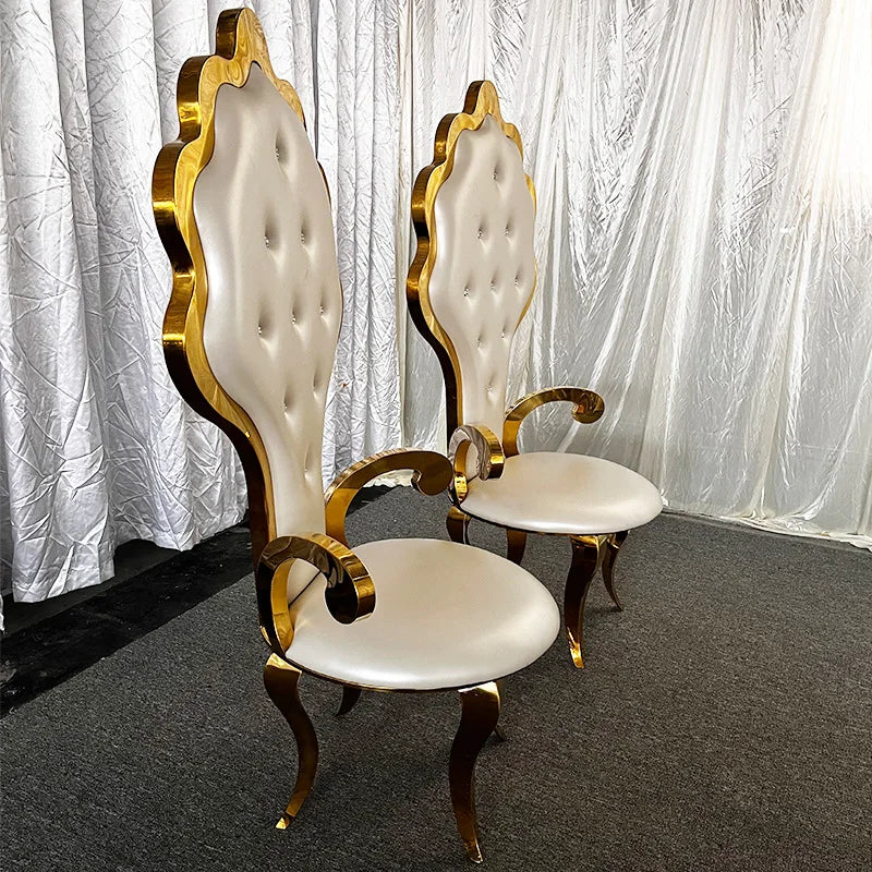 Stainless steel and leather dining chairs by MC The Black Diamonds, designed for banquets and events, with sleek modern style.