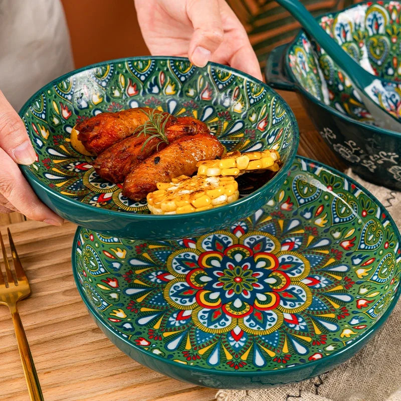 Bohemia ceramic rice bowl and serving plate by 𝕄𝕔 𝕋𝕙𝕖 𝔹𝕝𝕒𝕔𝕜 𝔻𝕚𝕒𝕞𝕠�
