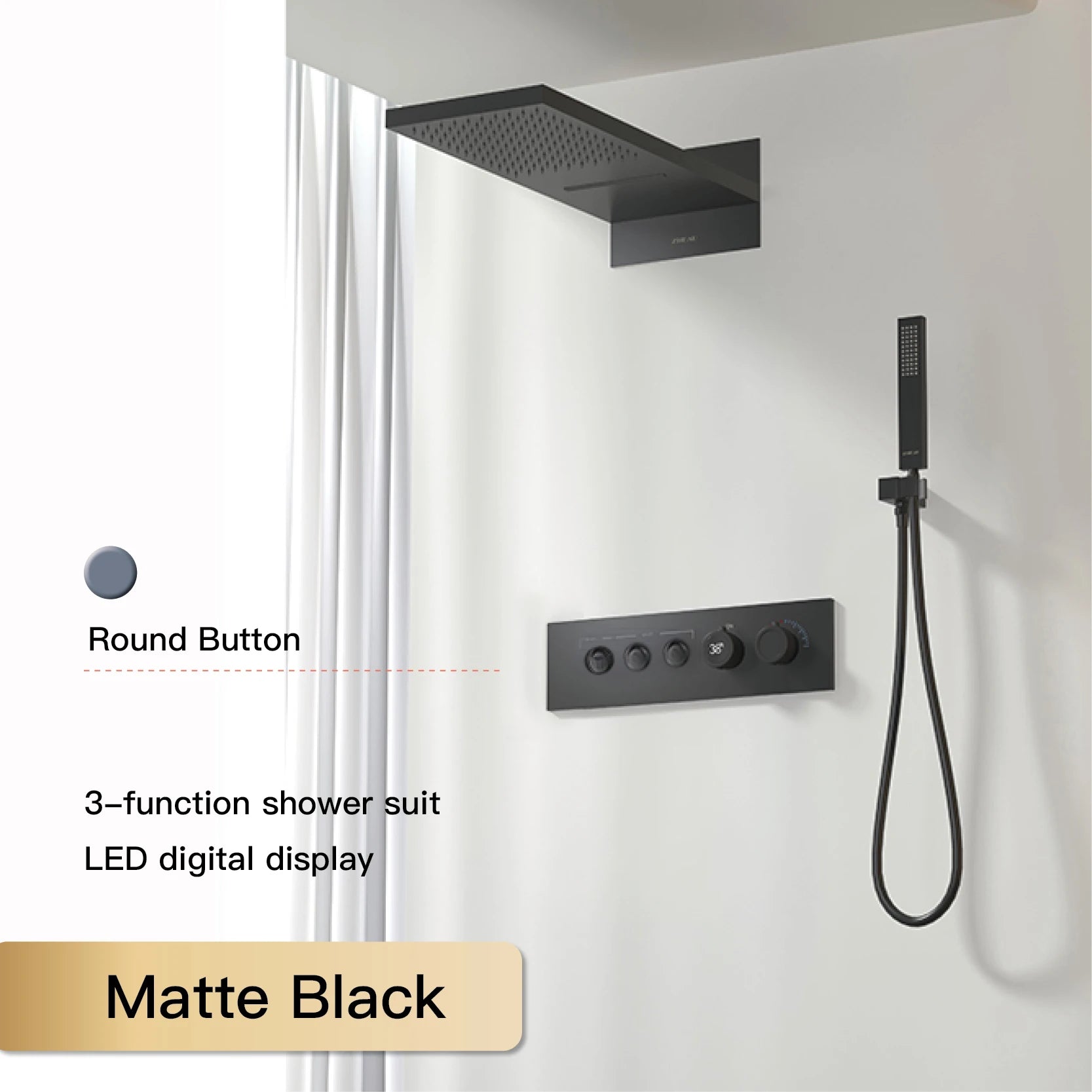 Wall-mounted luxury black brass shower system with modern design, featuring sleek shower heads and controls by 𝕄𝕔 𝕋𝕙𝕖 𝔹𝕝𝕒𝕔𝕜 𝔻𝕚�