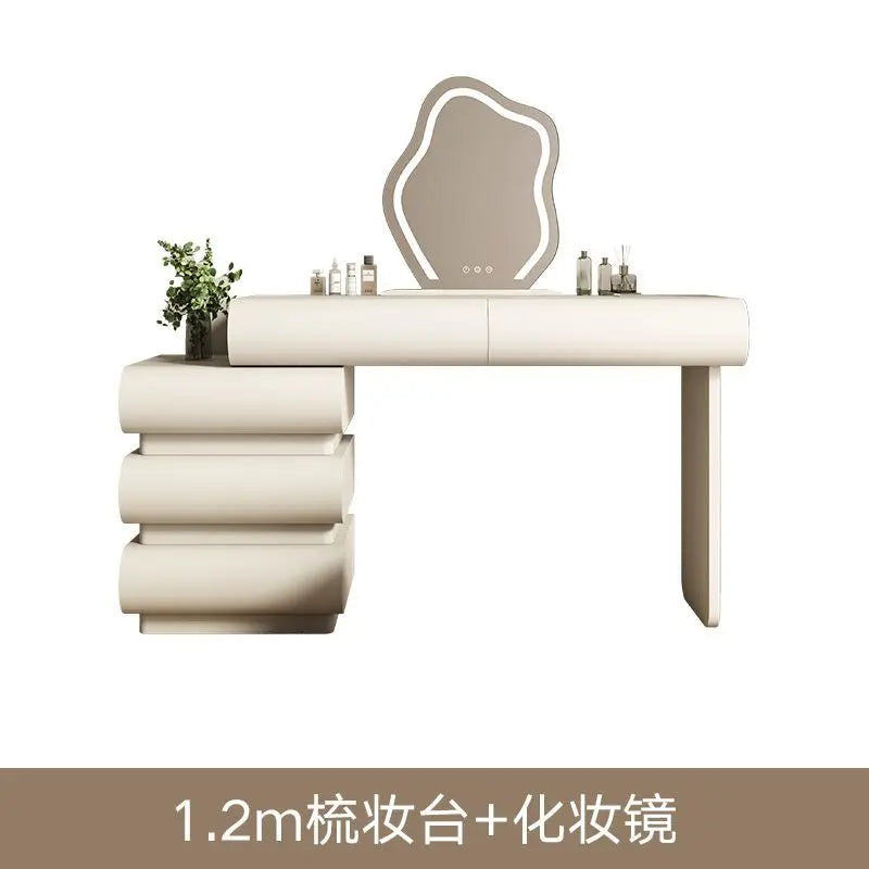 Black vanity mirror drawers makeup table with storage organizer, dressing table, and matching chair from 𝕄𝕔 𝕋𝕙𝕖 𝔹𝕝𝕒𝕔𝕜 𝔻𝕚𝕒