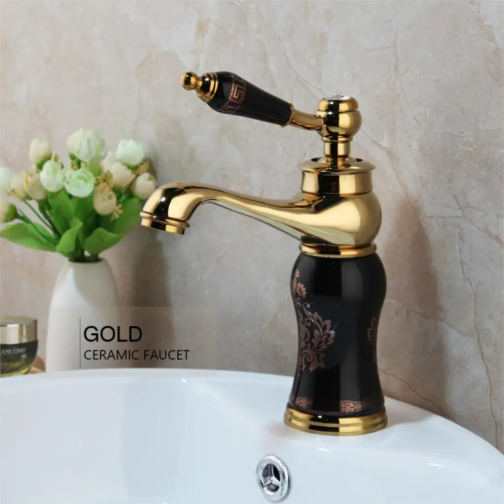 MC  Gold Polished Counter Top Bathroom Faucet