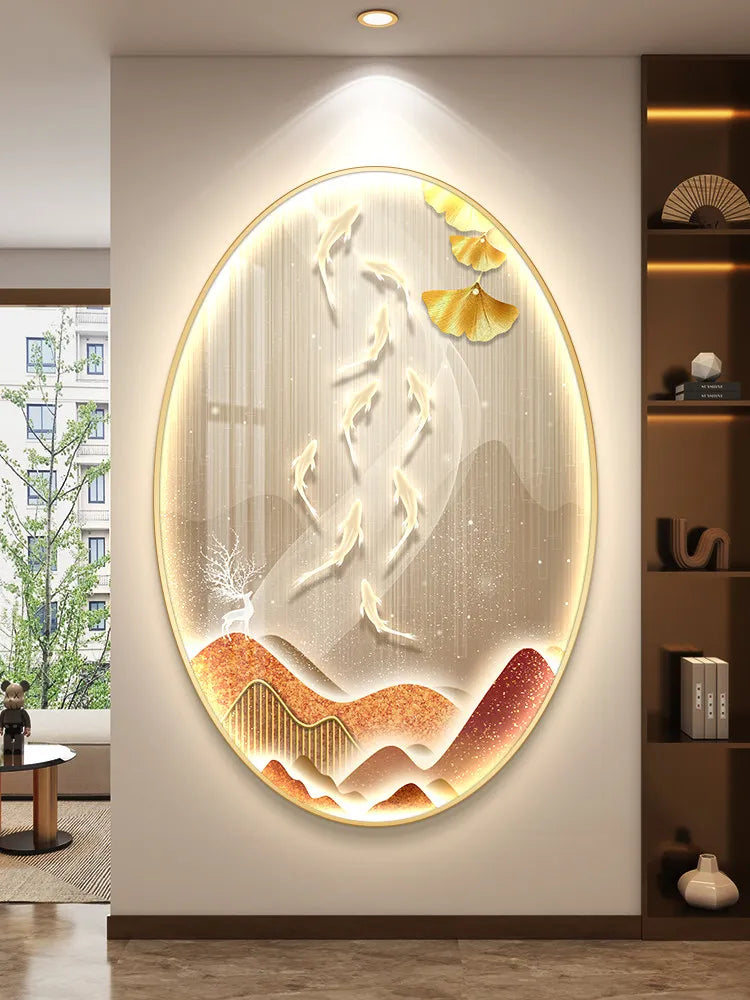 Aesthetic LED wall decor painting poster by MC THE BLACK DIAMOND, featuring luminous, high-end living room corridor artwork.