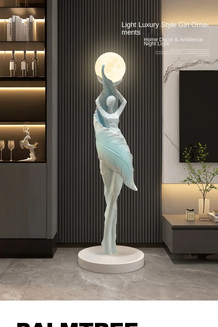 Modern HomeDecor abstract feather girl sculpture statue in resin, large size decorative figure for living room floor decor by 𝕄𝕔 𝕋𝕙𝕖 𝔹𝕝𝕒𝕔𝕜 𝔻�