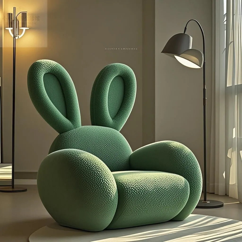 Cream Wind Creative Rabbit fabric sofa by MC THE BLACK DIAMOND, modern furniture piece with plush cushions and unique rabbit design.