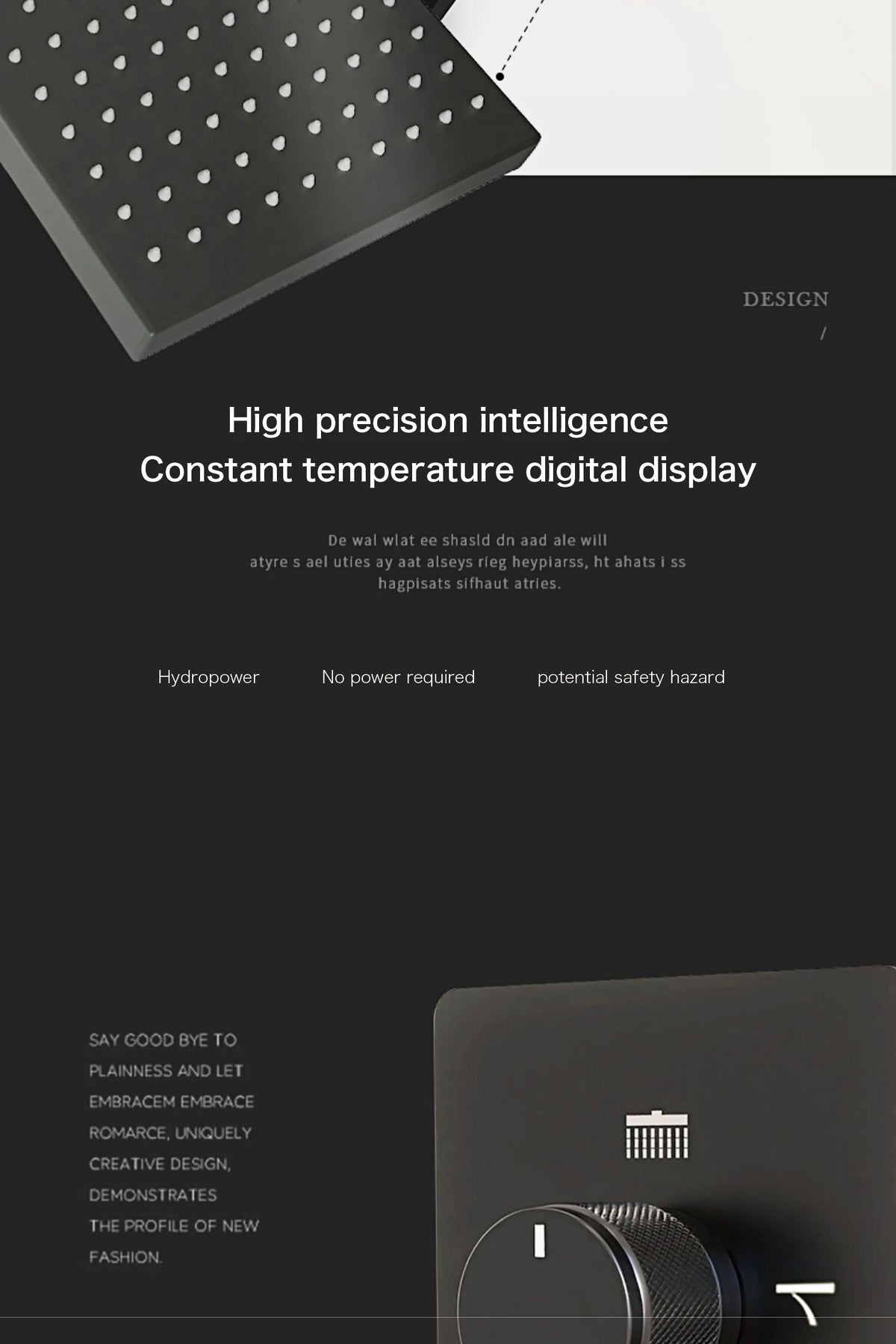 LED digital display shower system for hot and cold water control by MC THE BLACK DIAMOND with modern bathroom tap