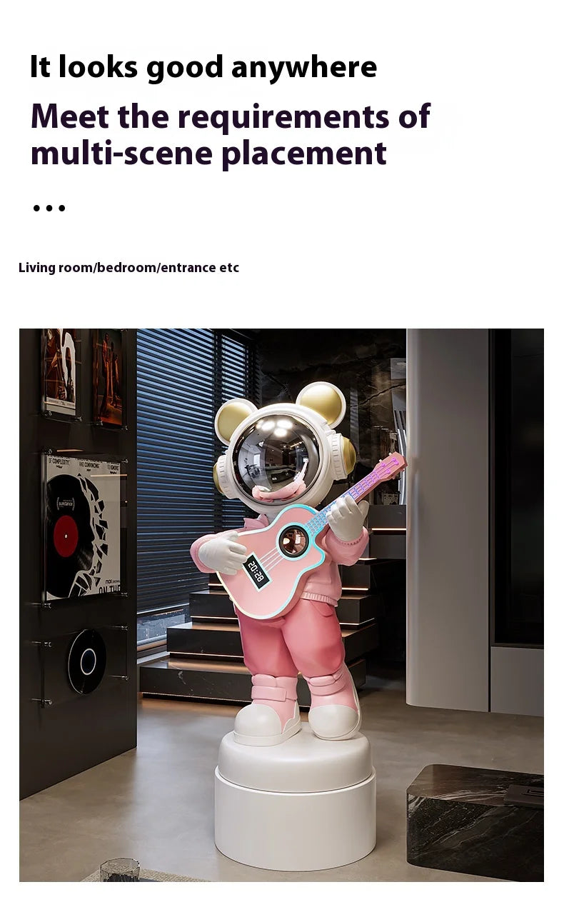 Large astronaut cartoon figurine from MC THE BLACK DIAMOND, modern luxury floor decor for contemporary space-themed interior design.