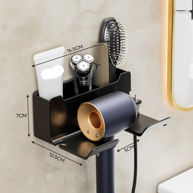 MC THE BLACK DIAMOND hair dryer organizer storage for bathroom, compact and practical for keeping hair tools tidy and accessible.