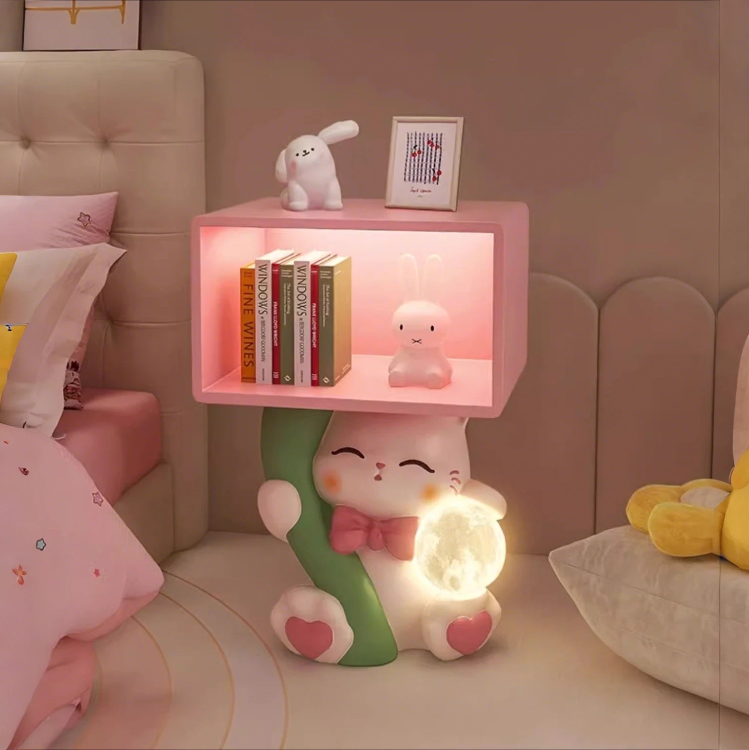 Cartoon cute cat figurine bedside table for nightstands by 𝕄𝕔 𝕋𝕙𝕖 𝔹𝕝𝕒𝕔𝕜 𝔻𝕚𝕒𝕞�
