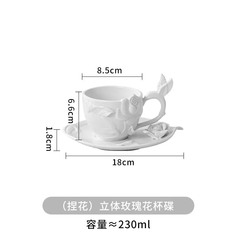 European Relief ceramic flower bowl, plate, and cup set by 𝕄𝕔 𝕋𝕙𝕖 𝔹𝕝𝕒𝕔𝕜 𝔻𝕚𝕒𝕞�