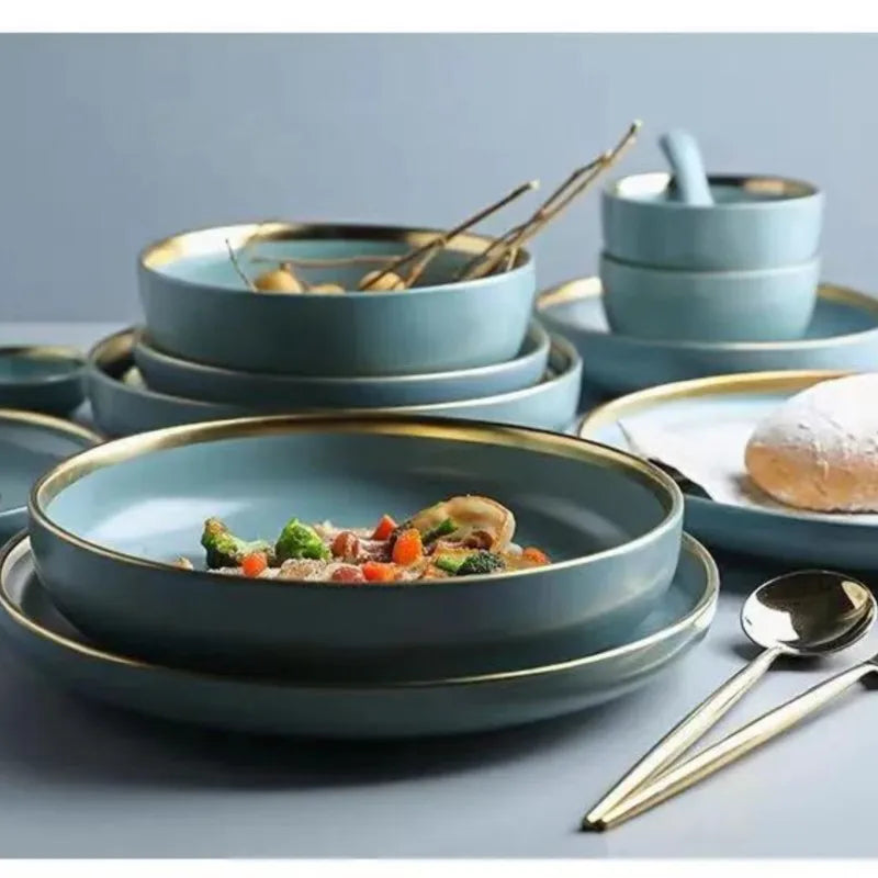 Matte ceramic dinner plates, cereal bowls, dessert plates, and steak plates from 𝕄𝕔 𝕋𝕙𝕖 𝔹𝕝𝕒𝕔𝕜 𝔻𝕚𝕒�
