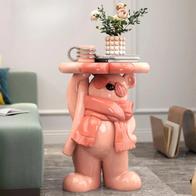 Nordic style small wooden coffee table with decorative figurines in modern living room decor, by MC THE BLACK DIAMOND.
