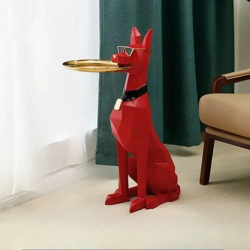 Nordic resin gentleman dog figurine by MC THE BLACK DIAMOND, decorative guardian dog sculpture for home decor floor ornament.