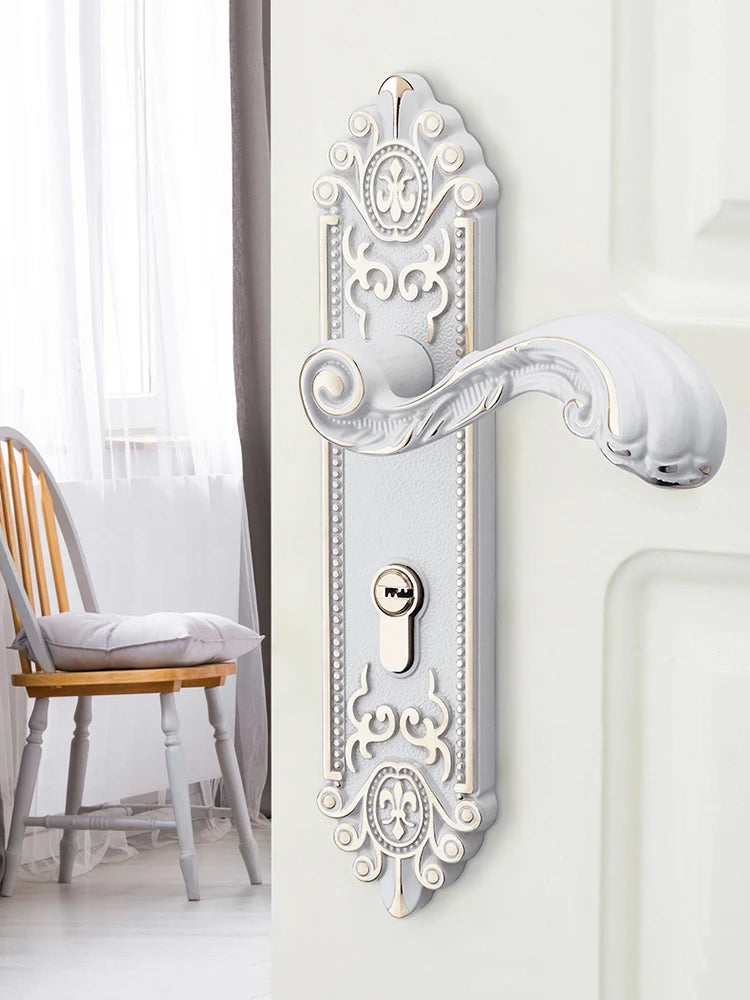Ivory white gold door lock with keys, MC THE BLACK DIAMOND home decor door handle, secure and stylish for interior doors