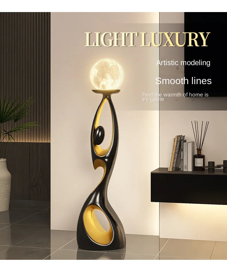 Abstract resin sculpture for living room decor, featuring modern, creative design to enhance home art and interior elegance.