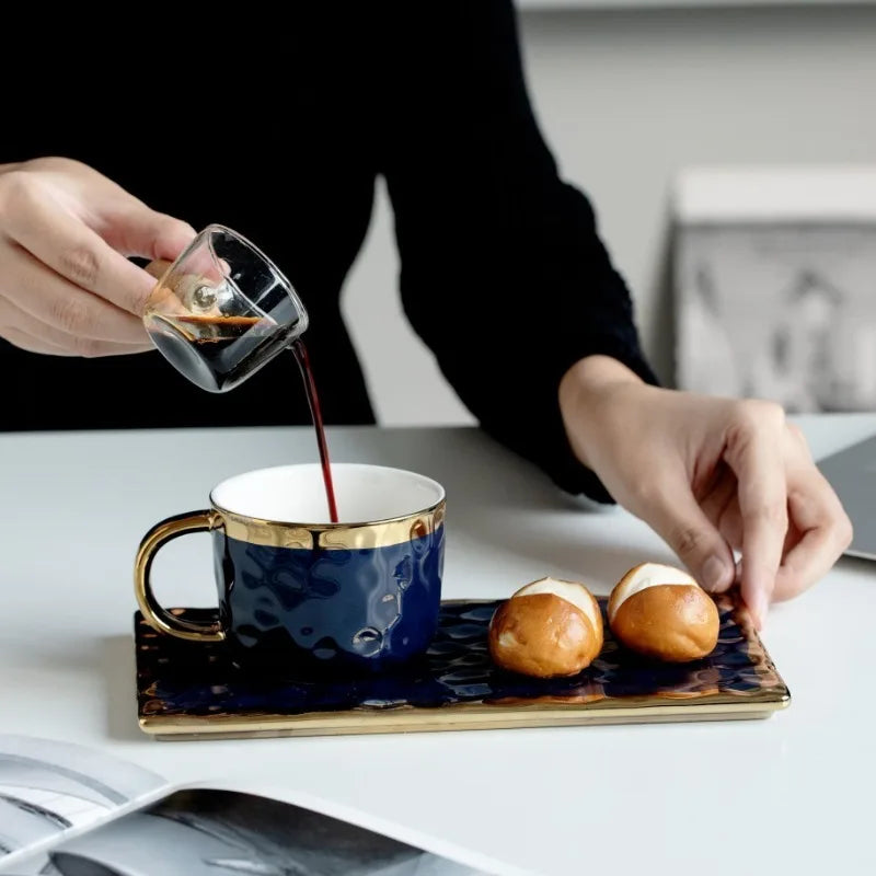 Set of MC THE BLACK DIAMOND coffee and tea cups, milk mugs, and afternoon tea cups in a stylish ceramic coffee n tea set.
