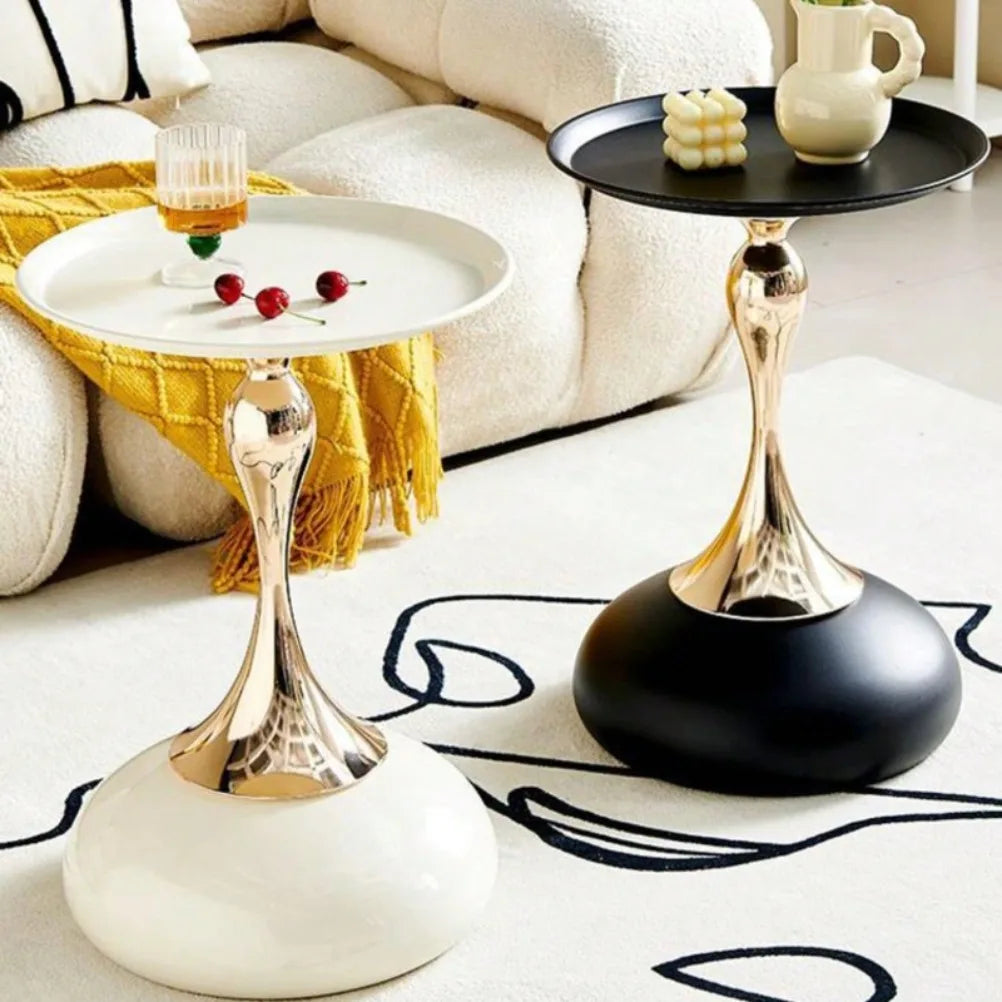 Small corner living room end table with a mini balcony design from MC THE BLACK DIAMOND, featuring a modern black finish.