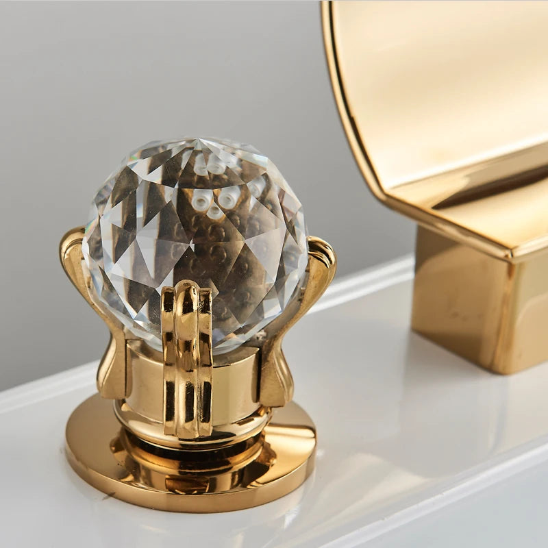 MC THE BLACK DIAMOND waterfall basin faucet with crystal handles for bath sink, featuring a sleek modern design