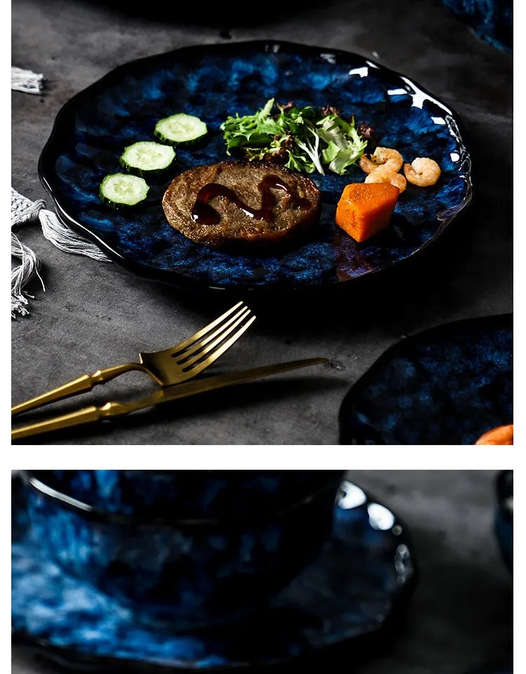 Creative kiln-change ceramic bowl and plate set by 𝕄𝕔 𝕋𝕙𝕖 𝔹𝕝𝕒𝕔𝕜 𝔻𝕚𝕒𝕞𝕠�