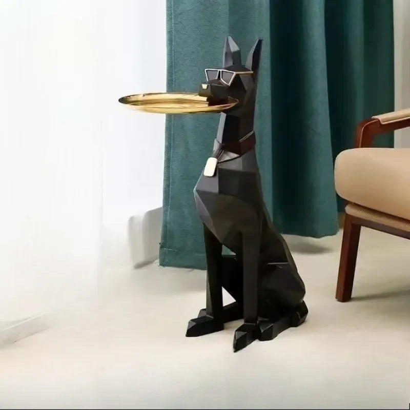 High-grade resin gentleman dog figurine by MC THE BLACK DIAMOND, decorative guardian dog floor ornament for home decor.