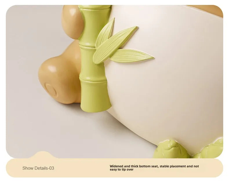 Cute panda-themed bedside table by MC THE BLACK DIAMOND, creative floor storage nightstand with panda ornament design.