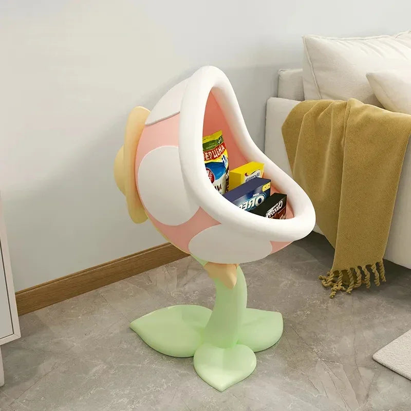 MC THE BLACK DIAMOND home decor end table with a Big Mouth Flower design, featuring a sleek surface and decorative floral accents.