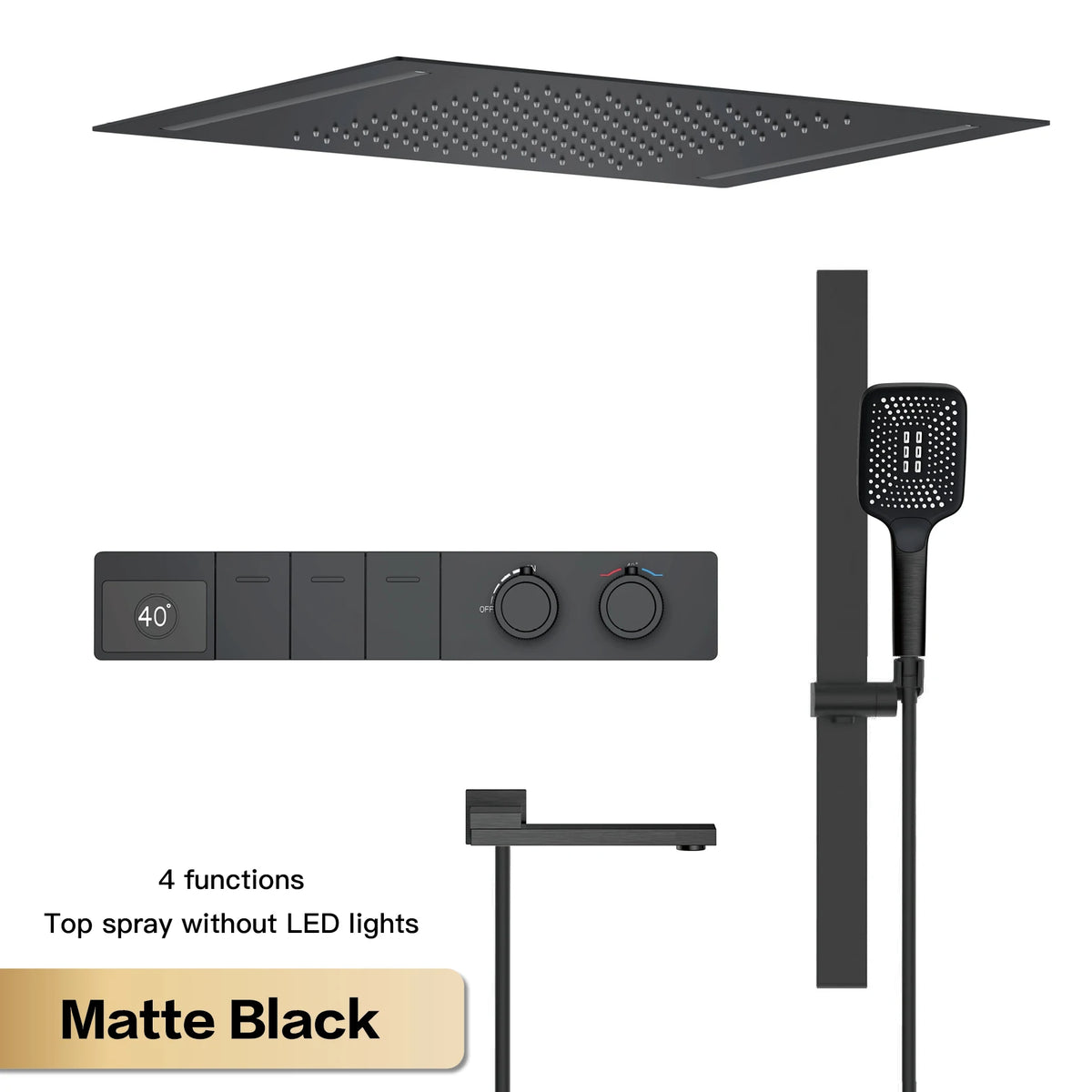 MC THE BLACK DIAMOND shower system with LED digital display, hot and cold water embedded bathroom faucet for bathtub and shower.