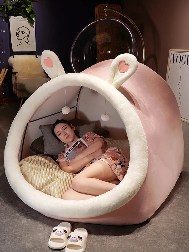 Cute oversized MC THE BLACK DIAMOND plush tent cozy house, perfect for home decor and playful relaxation.