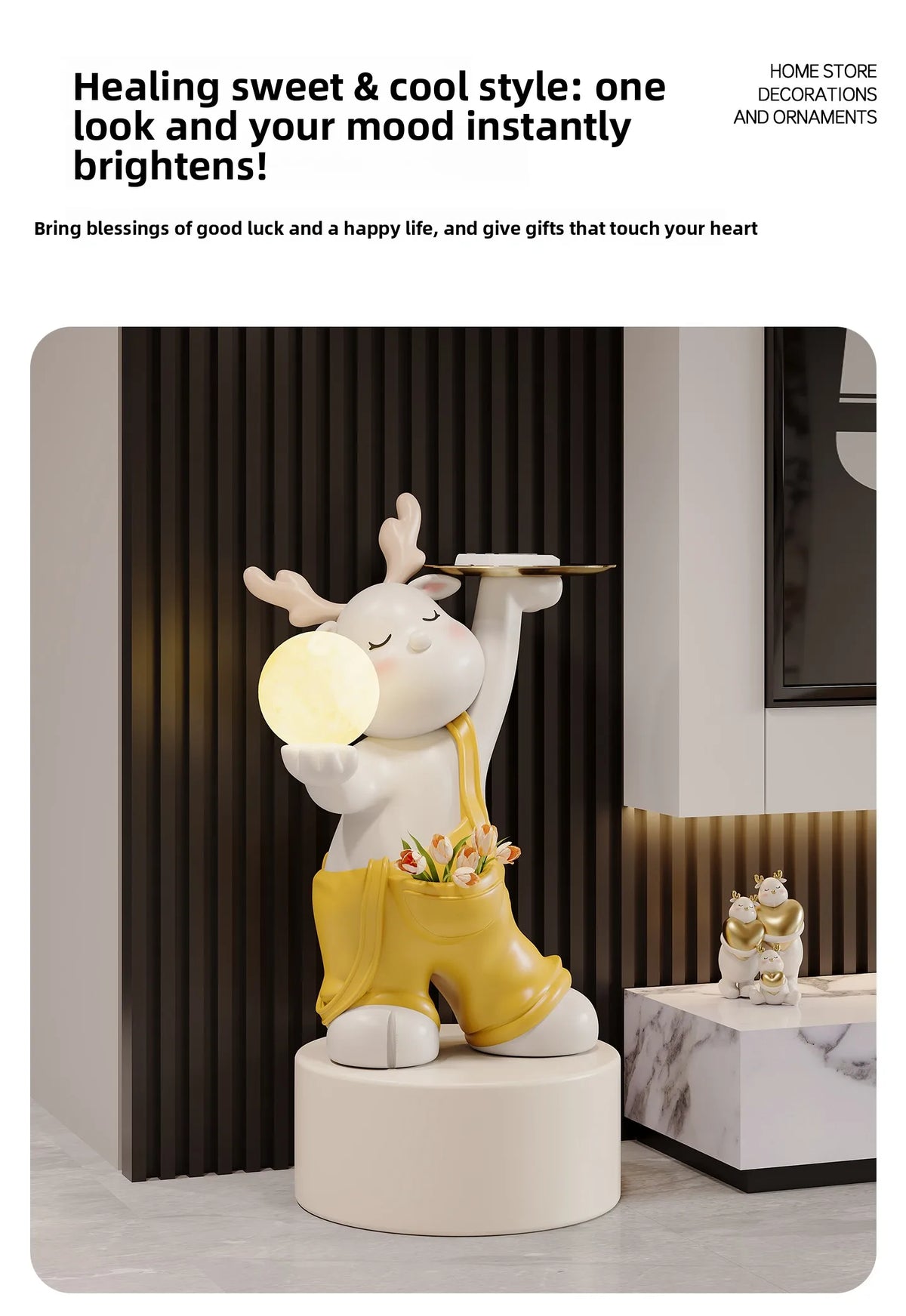 MC THE BLACK DIAMOND Nordic home decor figurines displayed as elegant decorative sculptures for modern interior design.