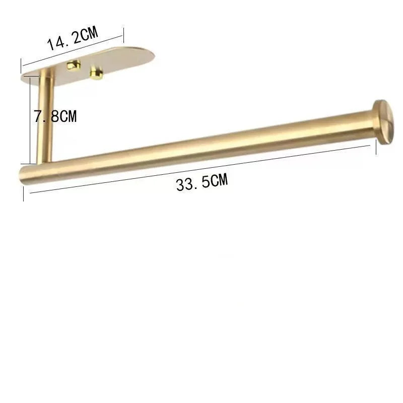 Self-adhesive paper towel holder for under cabinet kitchen use by MC THE BLACK DIAMOND, mounted beneath cabinet for convenient towel access.